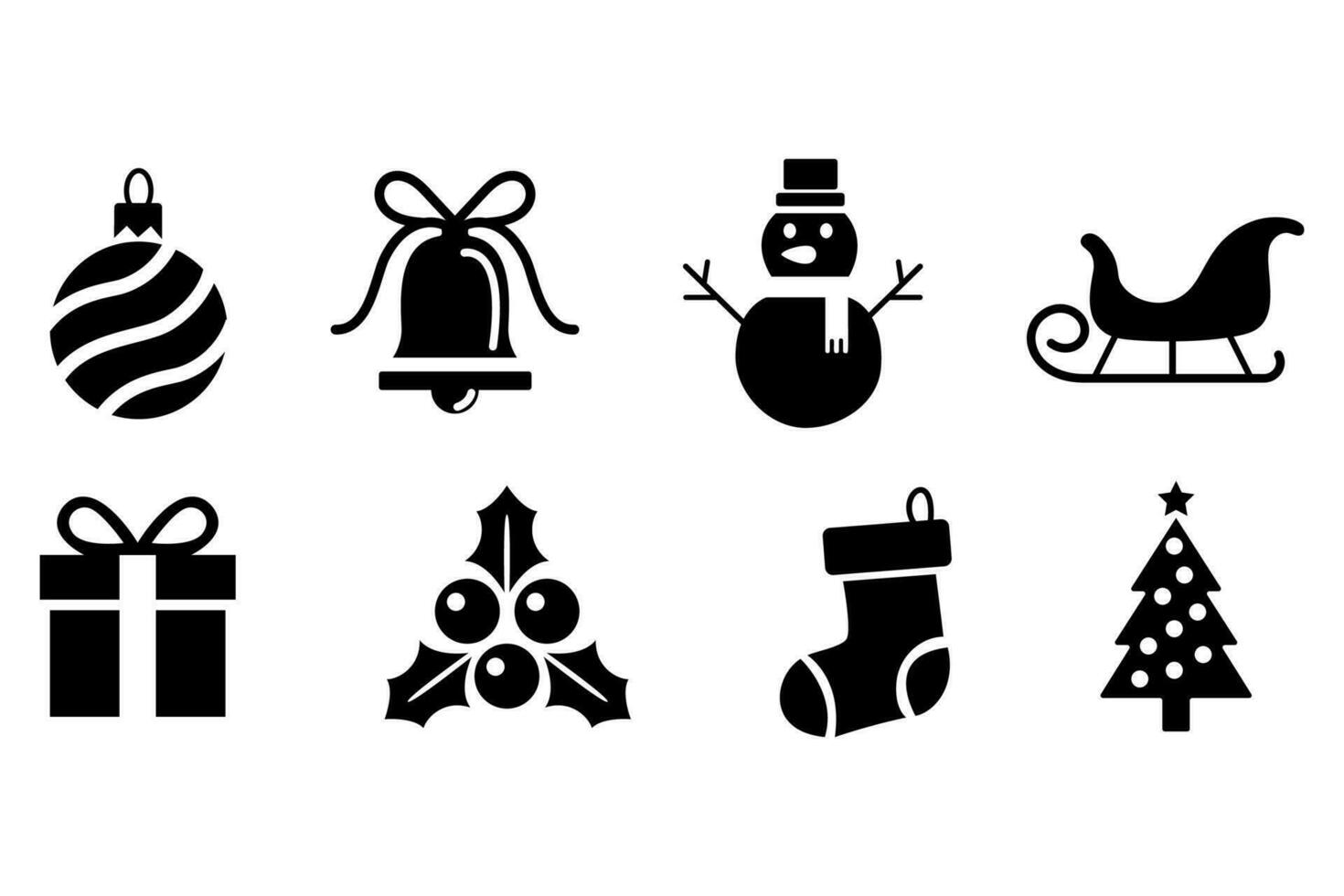 Christmas icons collection. hand drawn elements vector illustration isolated on white