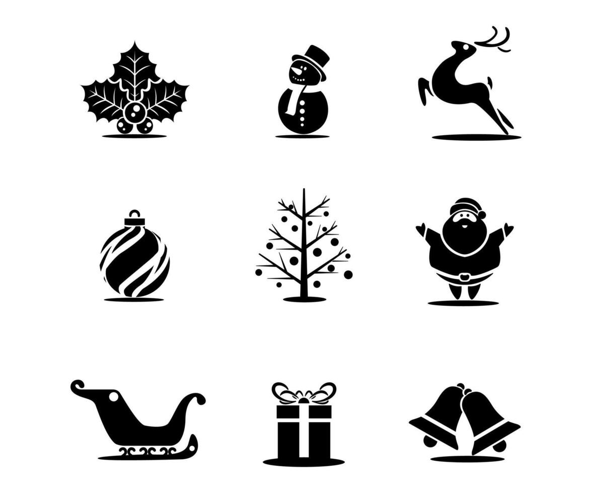 Christmas icons minimalist. bundle hand drawn elements vector illustration