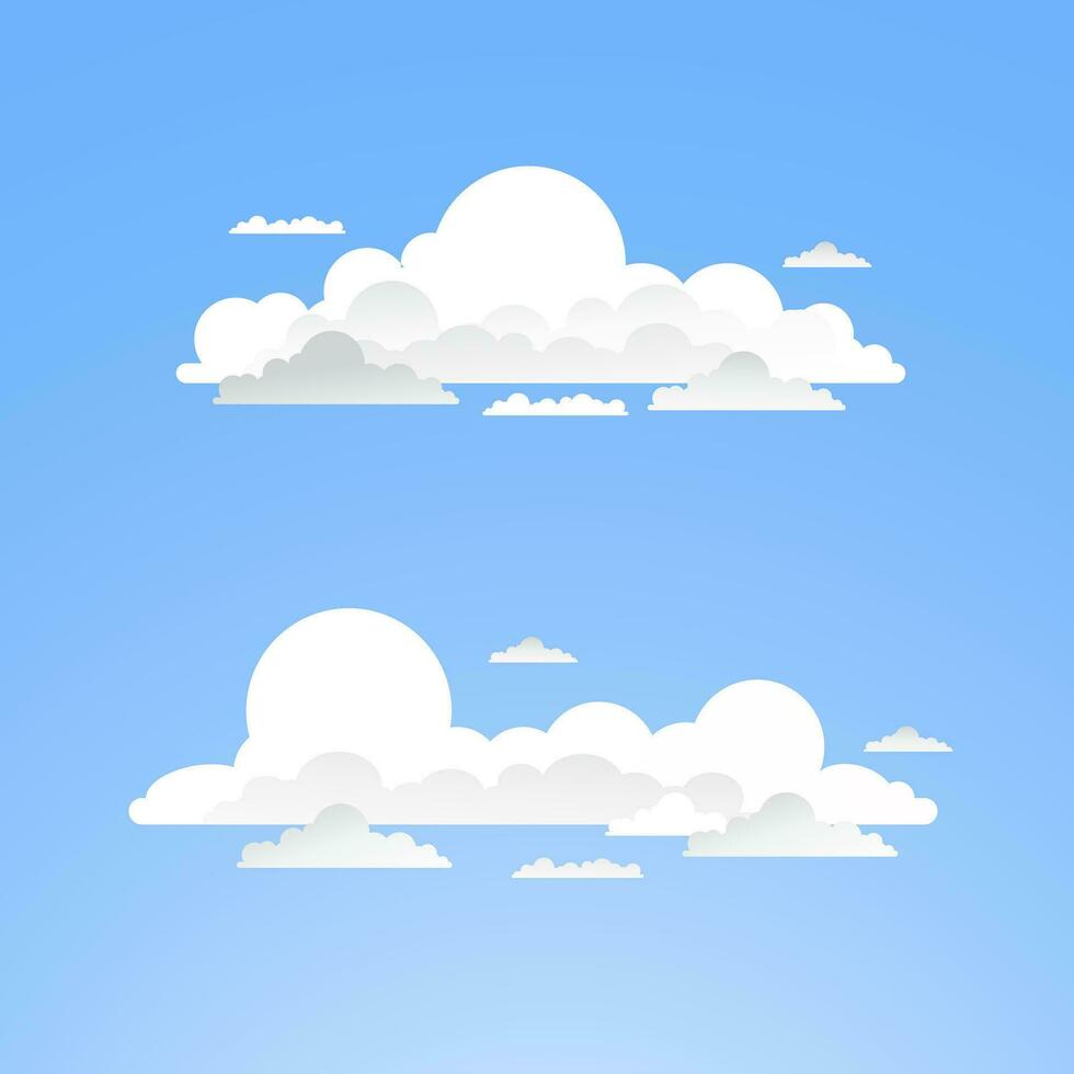 Vector flat cloud in the sky collection
