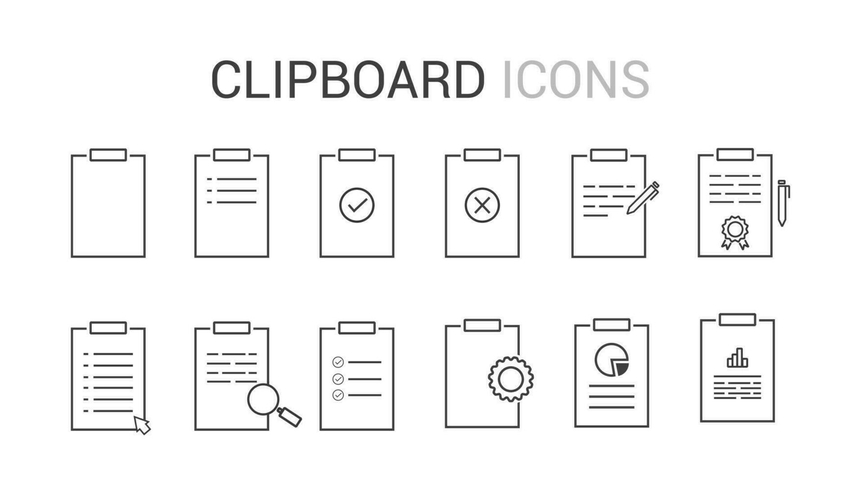 Clipboard web icons in line style vector