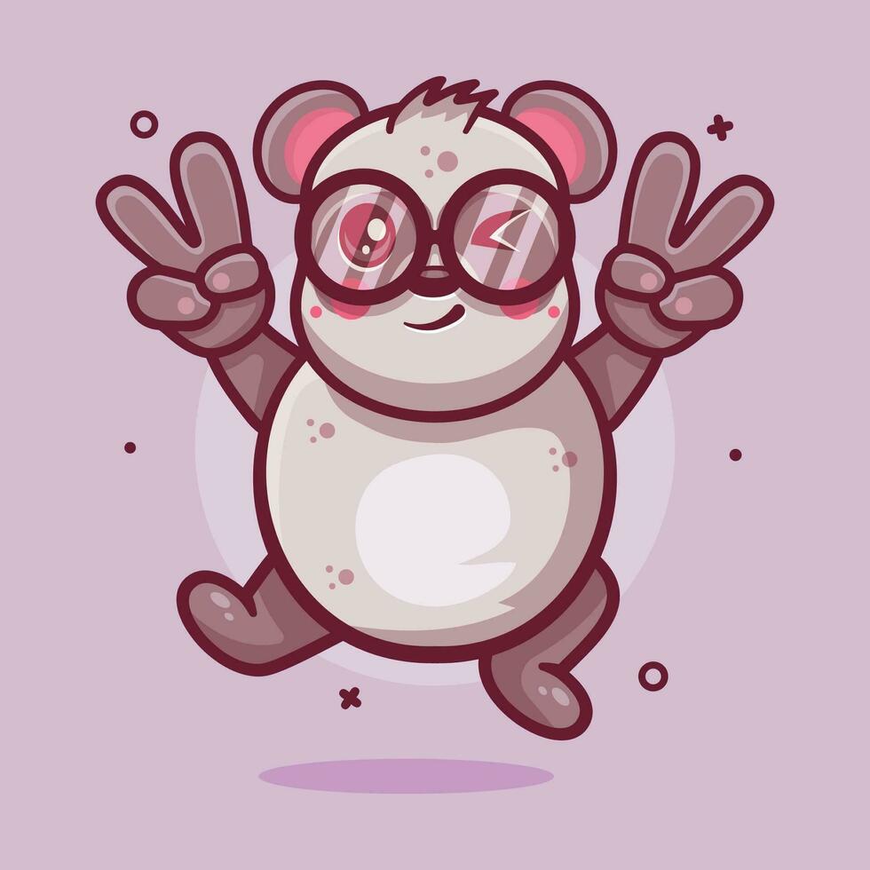 linda panda animal personaje mascota con paz firmar mano gesto aislado dibujos animados en plano estilo diseño vector