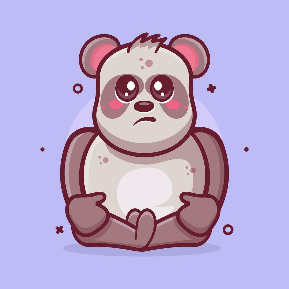 gracioso panda animal personaje mascota con triste expresión aislado dibujos animados en plano estilo diseño vector