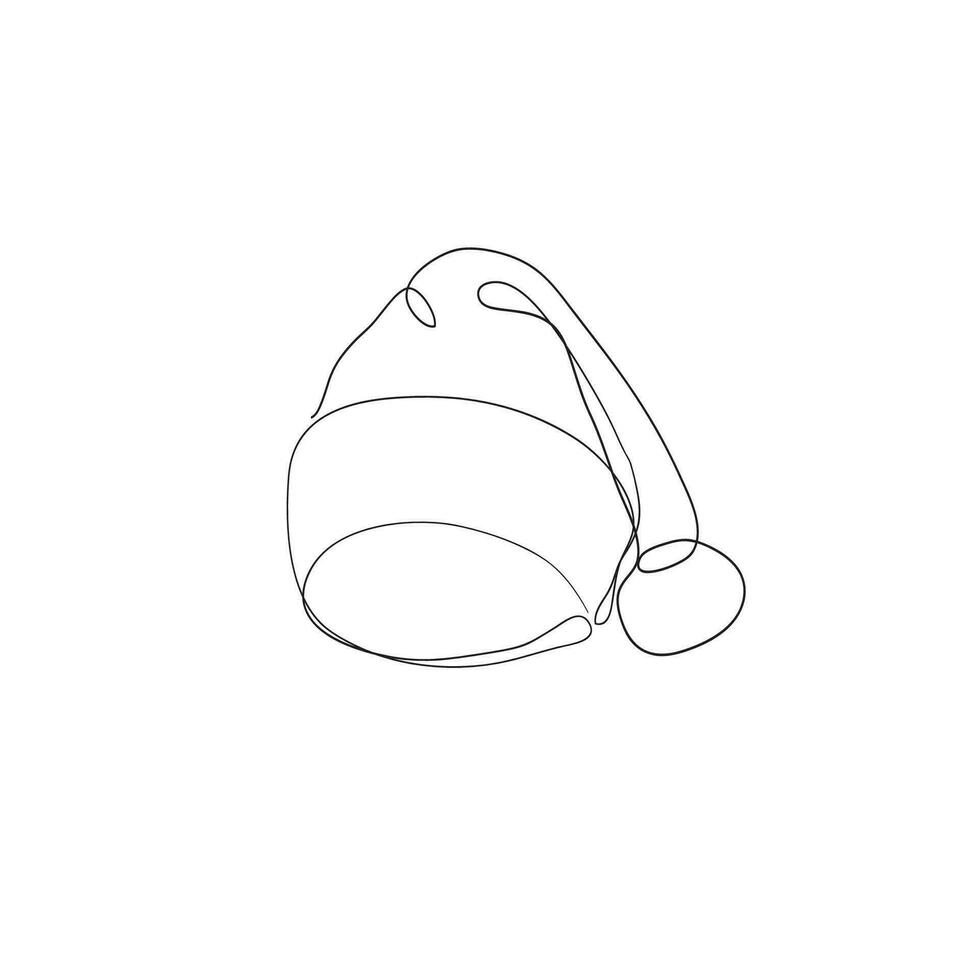 continuous line drawing santa hat illustration vector