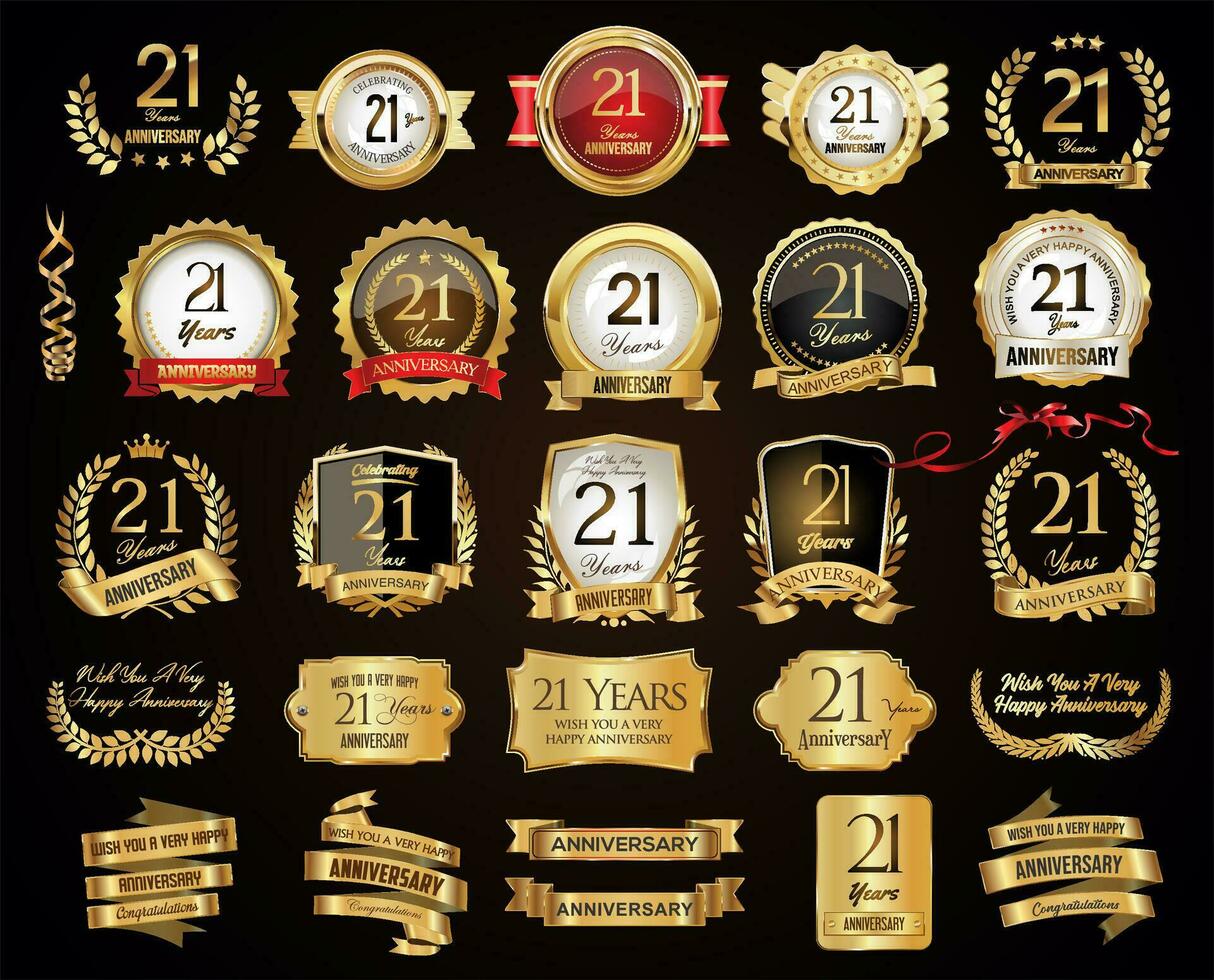 Retro vintage badges and labels anniversary collection vector illustration