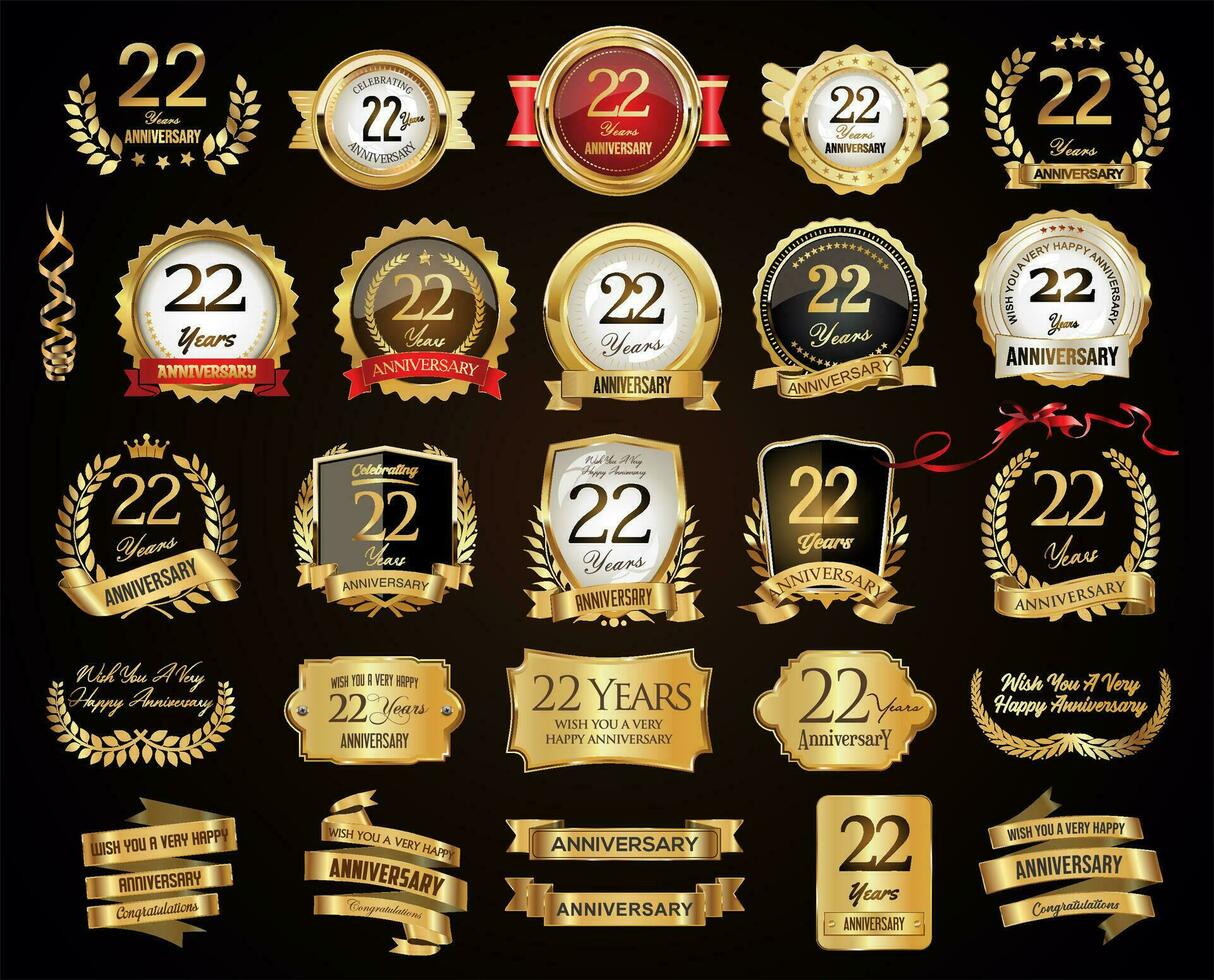 Retro vintage badges and labels anniversary collection vector illustration