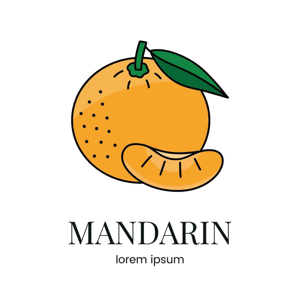 Mandarin vector line icon of a citrus fruit to indicate the presence of an allergen on food packaging.