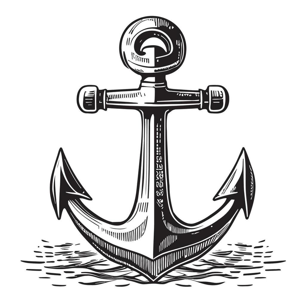 Anchor nautical hand drawn sketch illustration vector