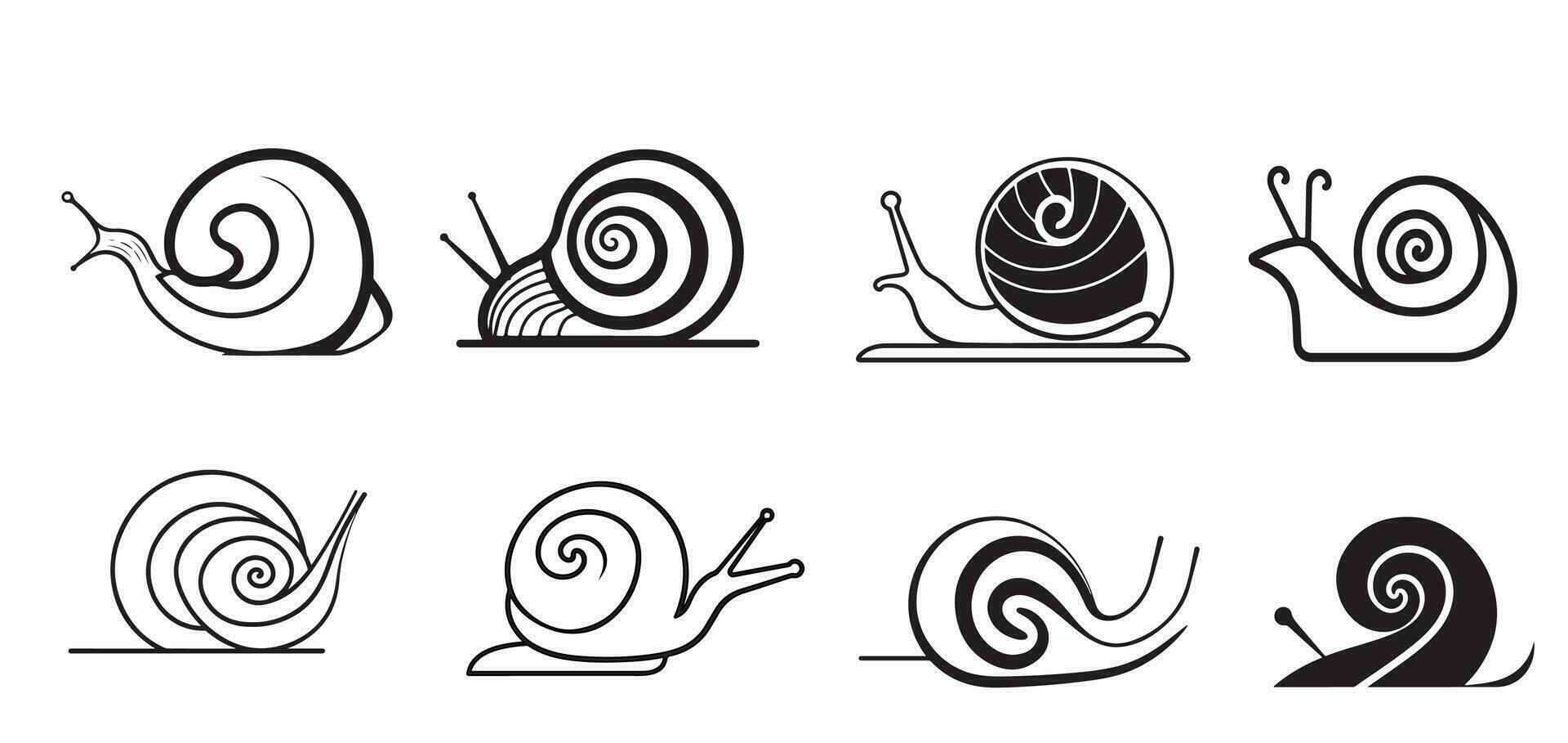 Snail set icons hand drawn sketch Vector illustration