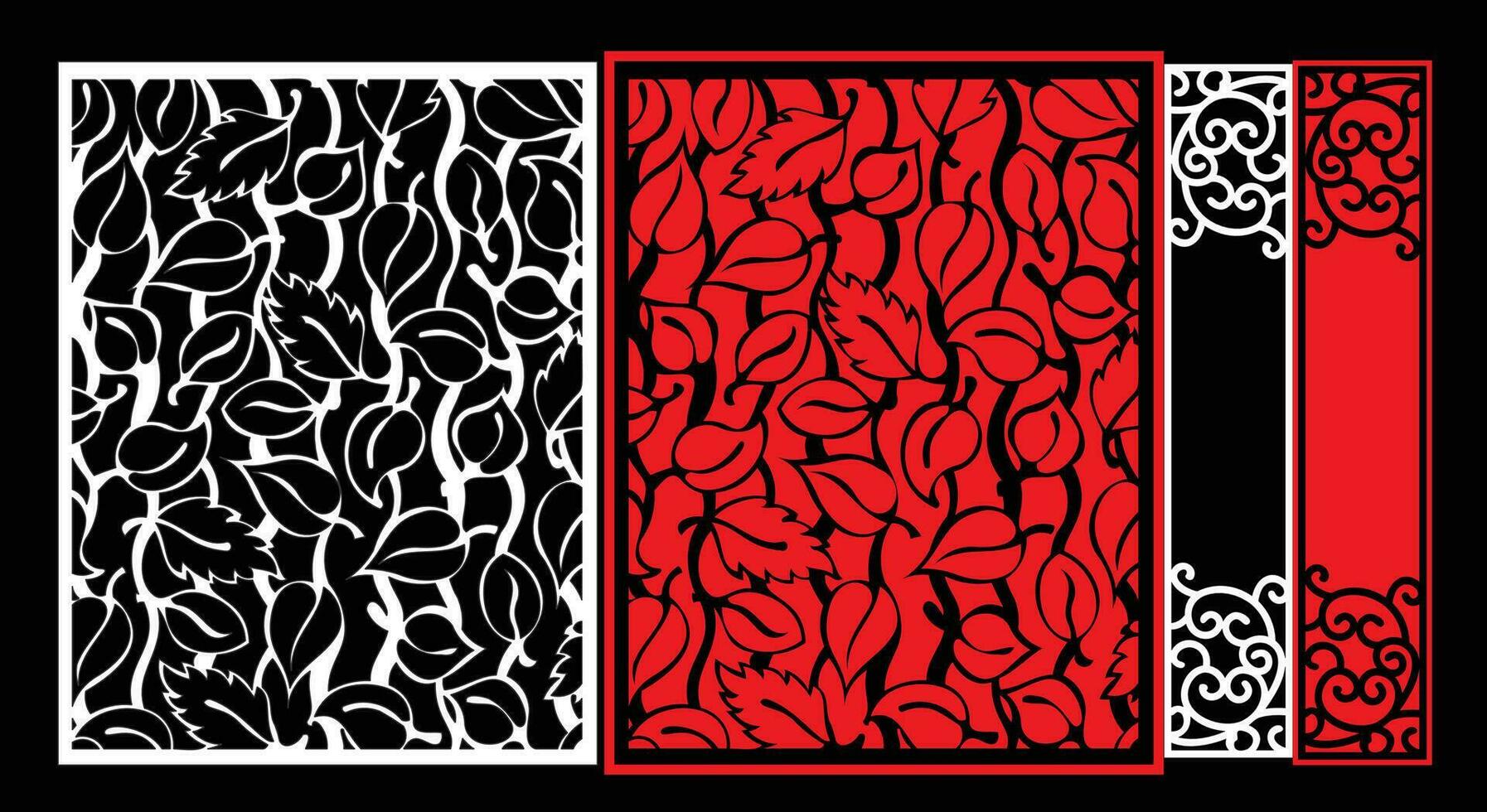 Decorative wall panels set Jali design CNC pattern, vector