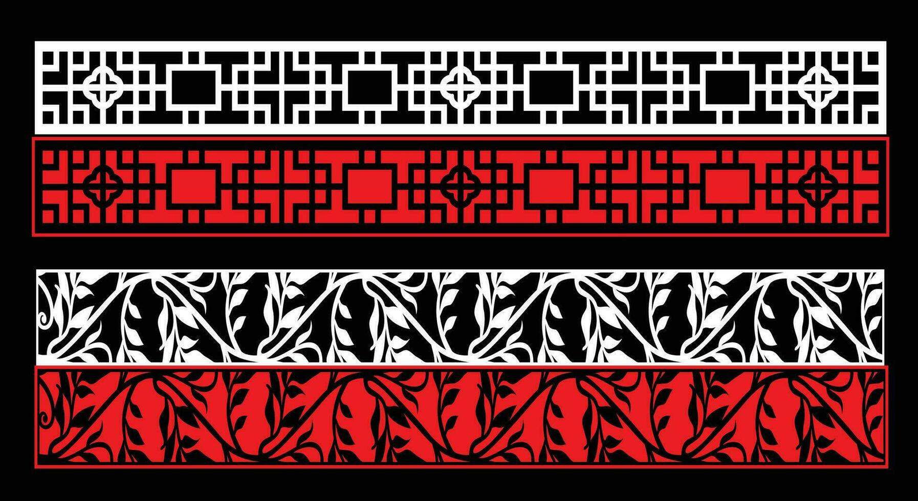 Decorative wall panels set Jali design CNC pattern, vector