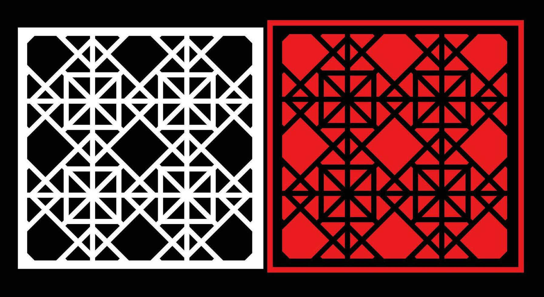 Decorative wall panels set Jali design CNC pattern, vector