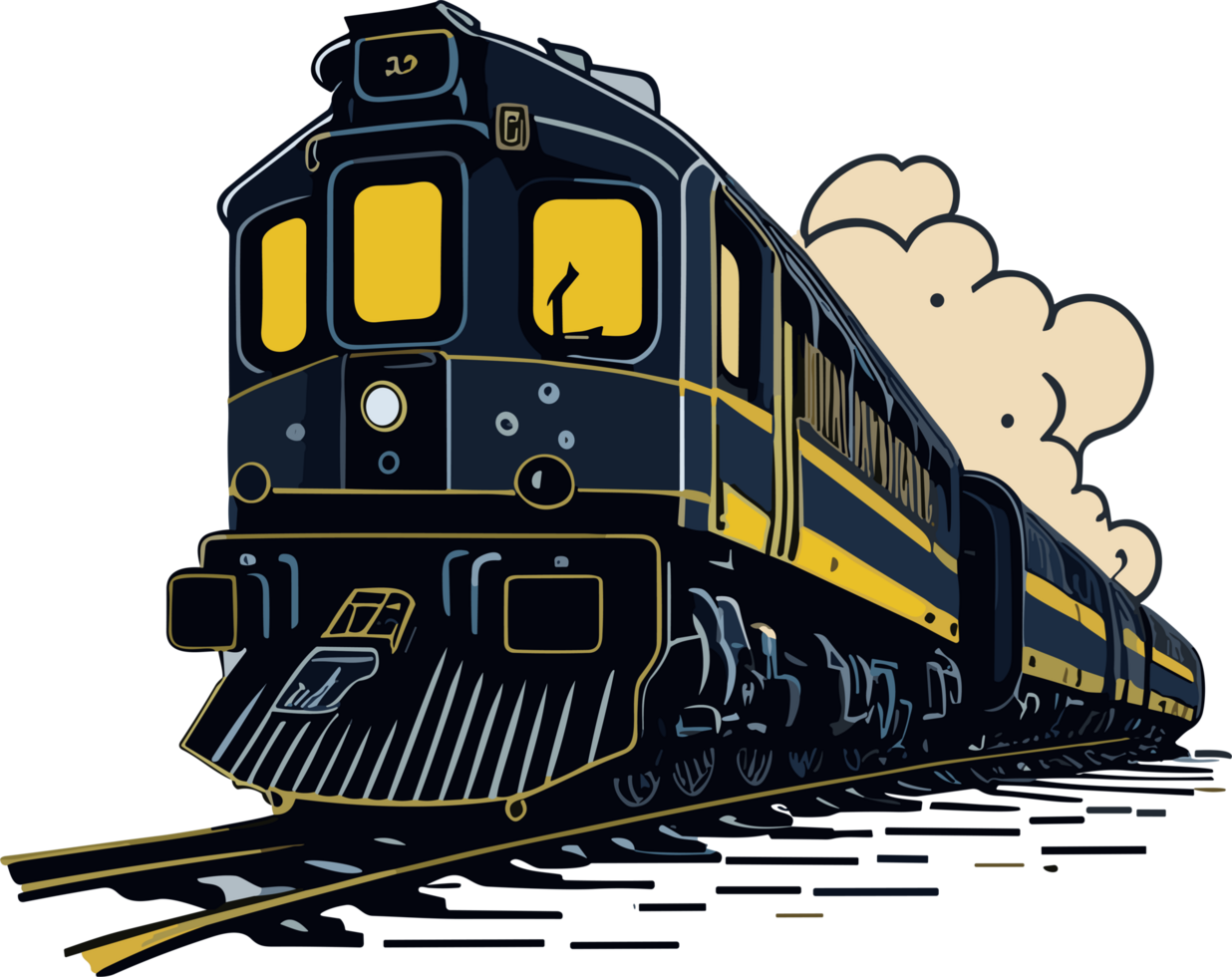 Train on railway png