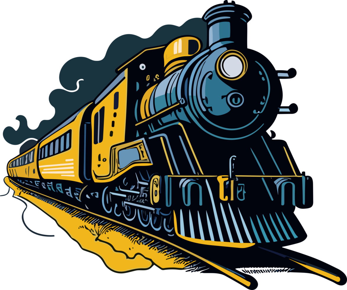 Train on railway png