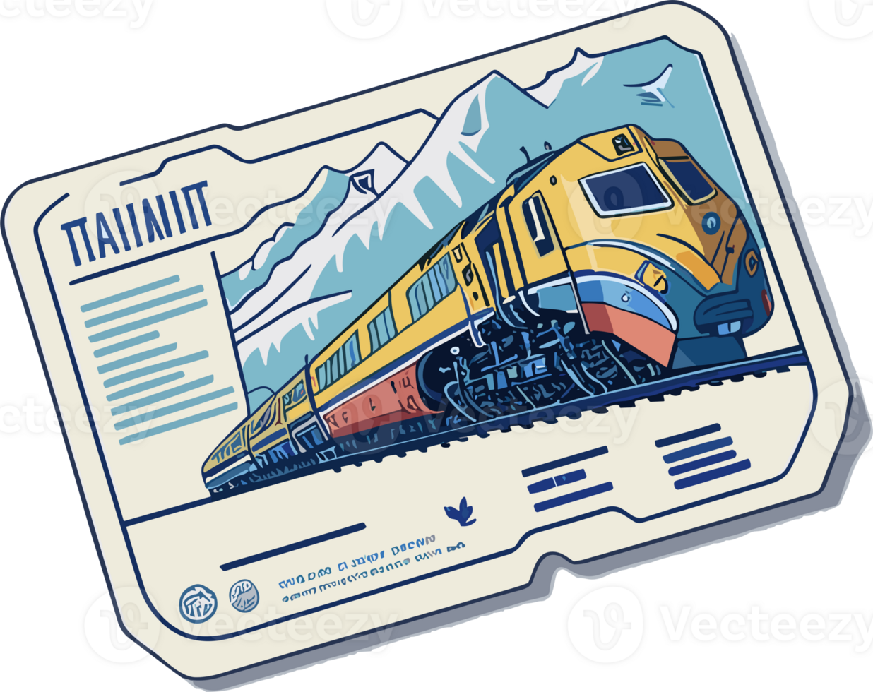 Postcard train on railway AI generative png