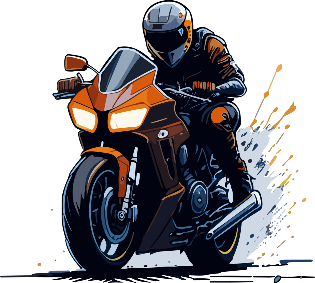 Biker on motorbike AI generative png