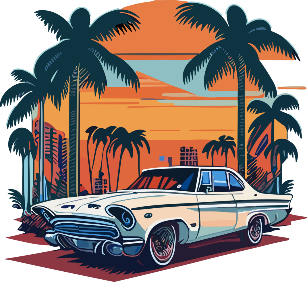 Retro car on summer png