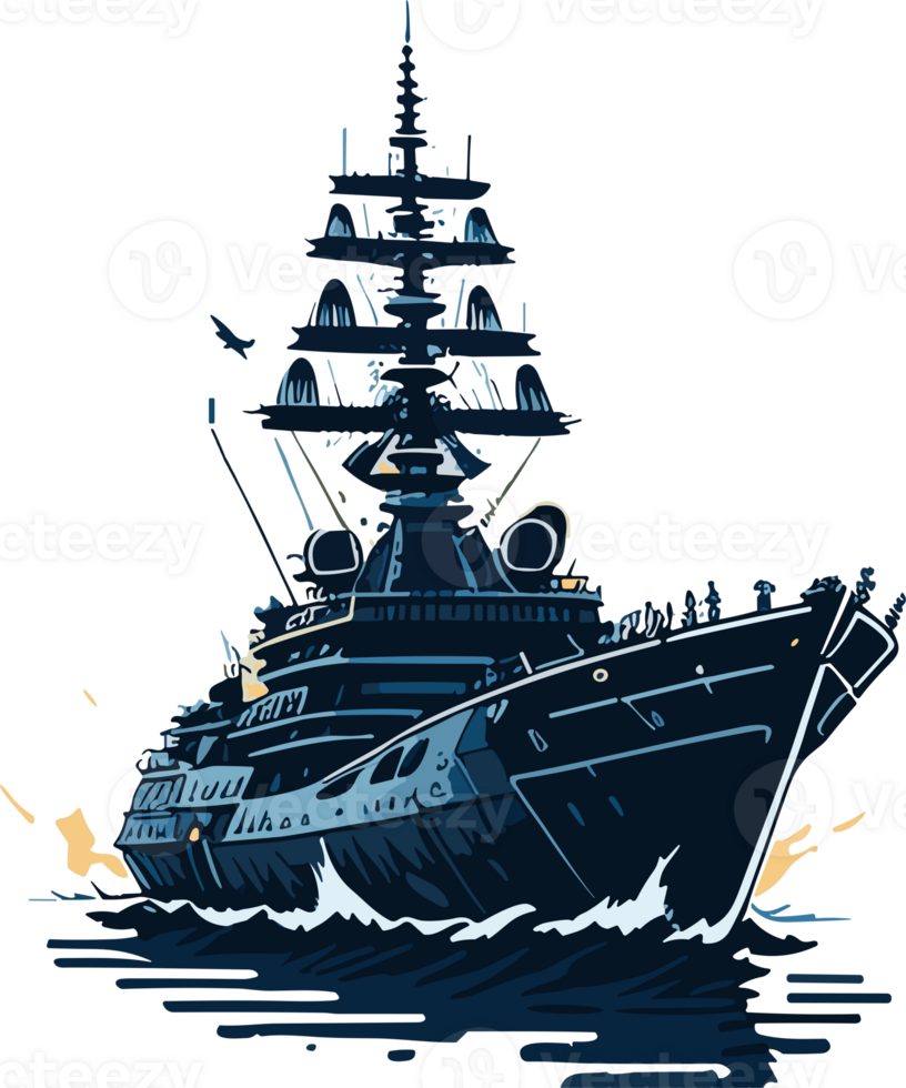 oorlogsschip Aan de zee ai generatief png