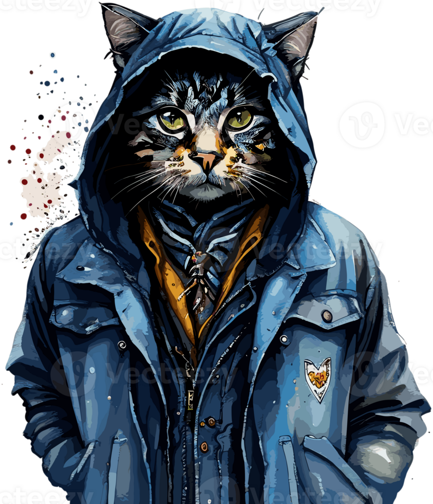 Charming Cat Couture Unveiling Hooded Feline Fashion AI generative png