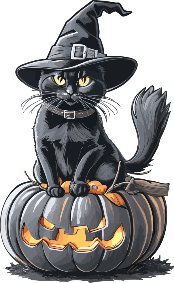 Midnight Magic Embracing the Black Cat Halloween Festival AI generative png