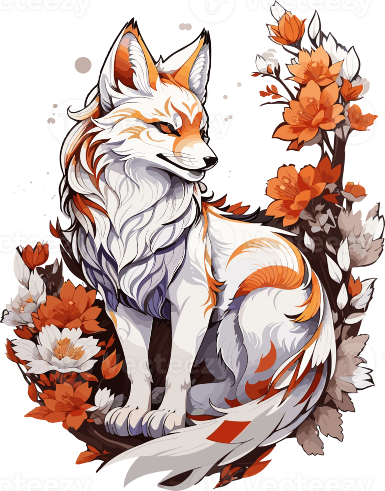 Mystical Kitsune Enigmatic Charms of the Fox Spirit AI generative png