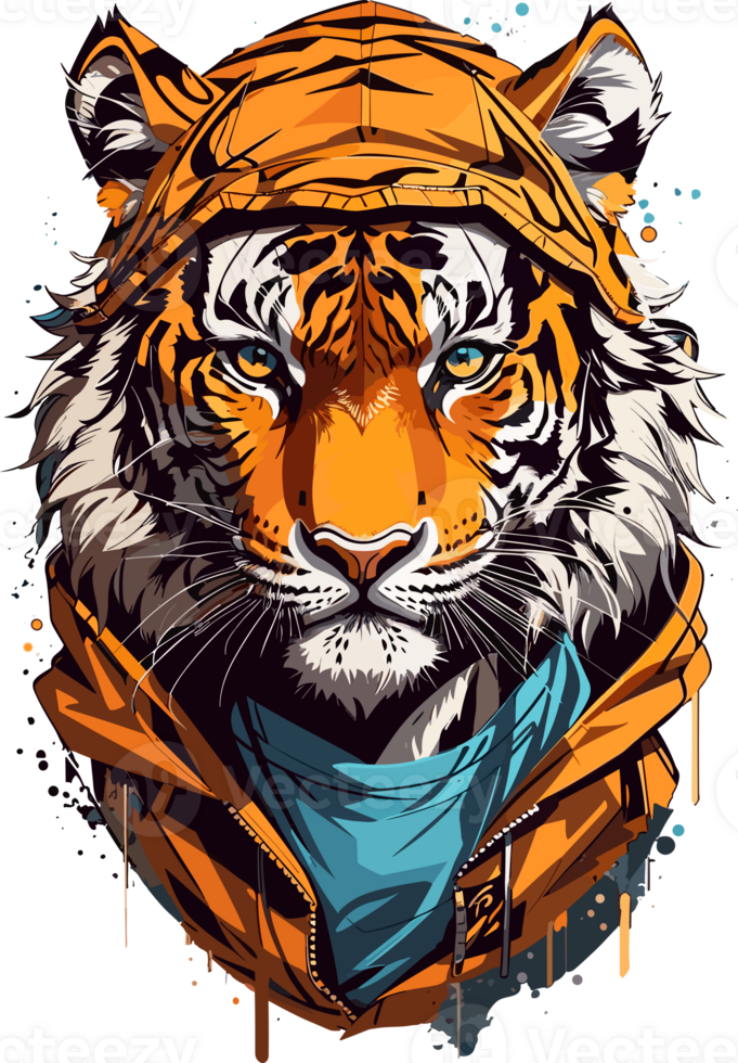 Stylish Tiger Ensemble The Roaring Charisma in Attire AI generative png