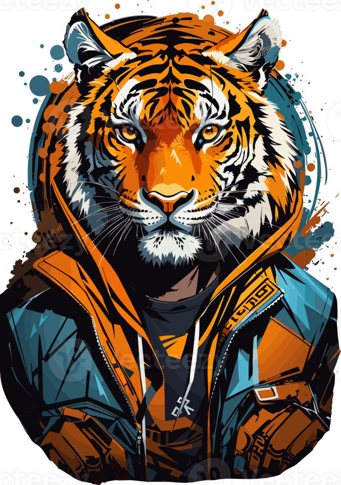 Stylish Tiger Ensemble The Roaring Charisma in Attire AI generative png