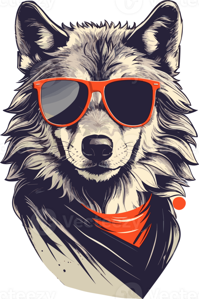 Sunglasses-Wearing Wolf A Howling Sense of Fashion AI generative png