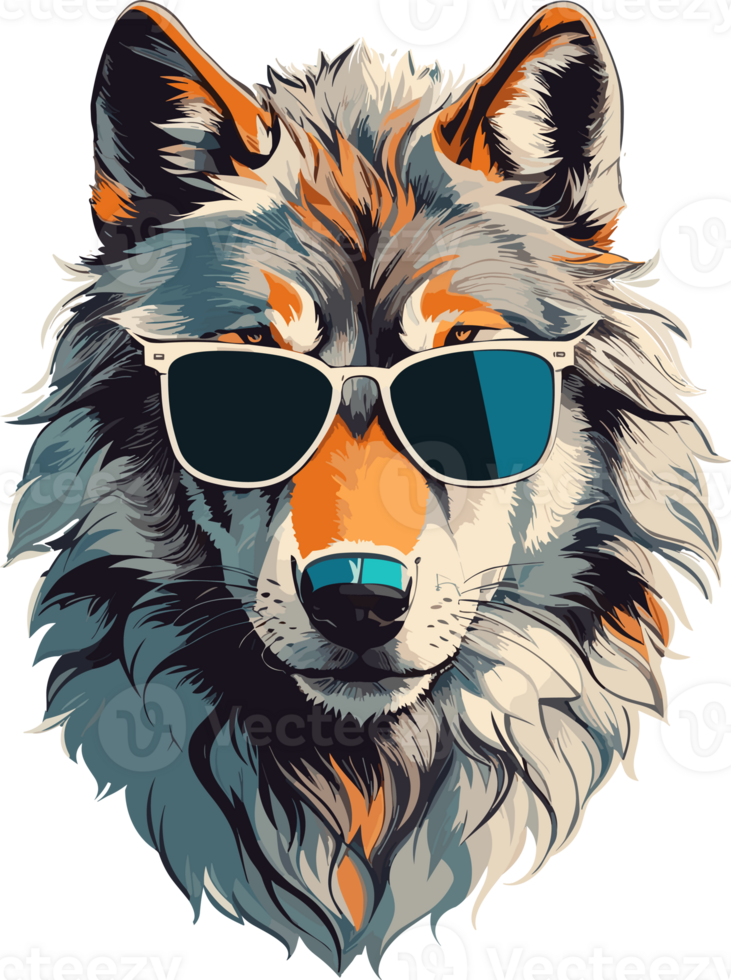 Sunglasses-Wearing Wolf A Howling Sense of Fashion AI generative png