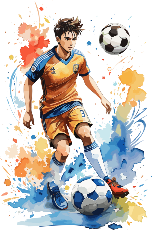 Kick and Conquer Aesthetic Explorations of Soccer Player Mastery AI generative png