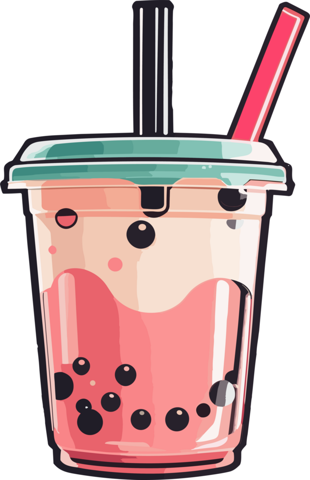 Sipping Delight Discovering the Joy of Bubble Tea AI Generative png