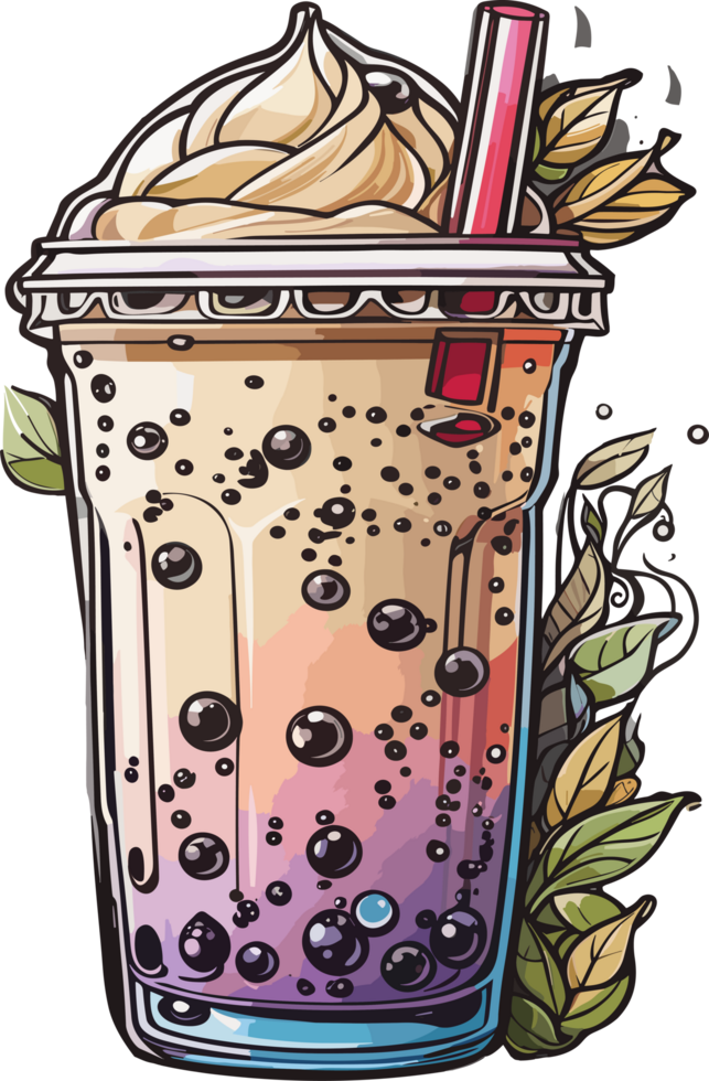 Sipping Delight Discovering the Joy of Bubble Tea AI Generative png