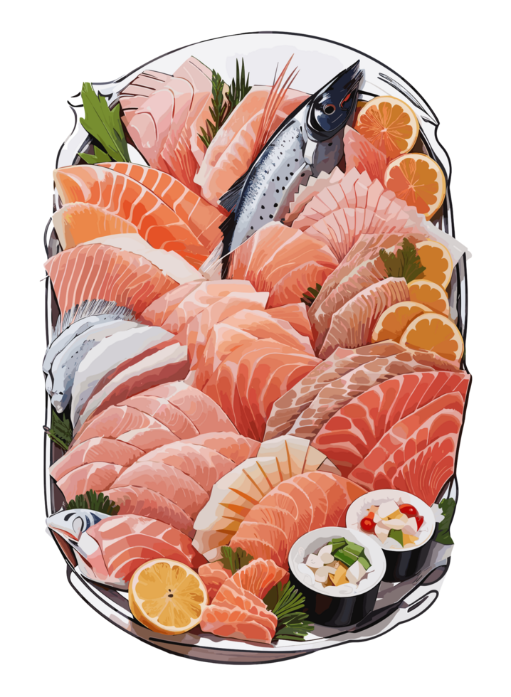 Culinary Canvas Elevating Sashimi's Delicacies through Imagery AI generative png