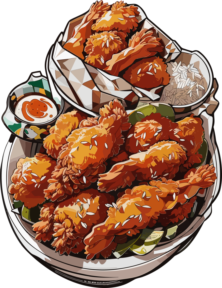 Korea Fried Flavors A Visual Celebration of Culinary AI generative png
