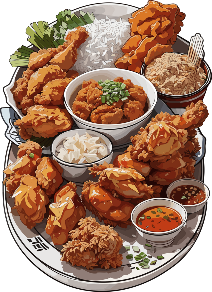 Korea Fried Flavors A Visual Celebration of Culinary AI generative png