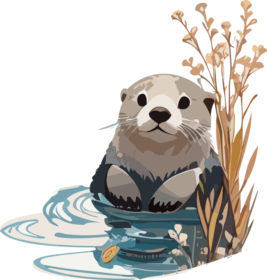 Graceful Otters Navigating Waters with Elegance AI generative png