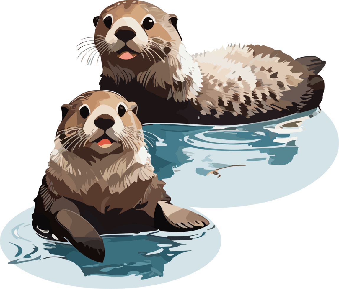 Graceful Otters Navigating Waters with Elegance AI generative png