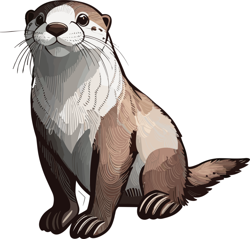Graceful Otters Navigating Waters with Elegance AI generative png