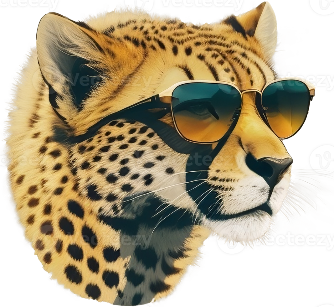 Cool Cheetah Sporting Stylish Shades Wild Fashion Statement AI Generative png