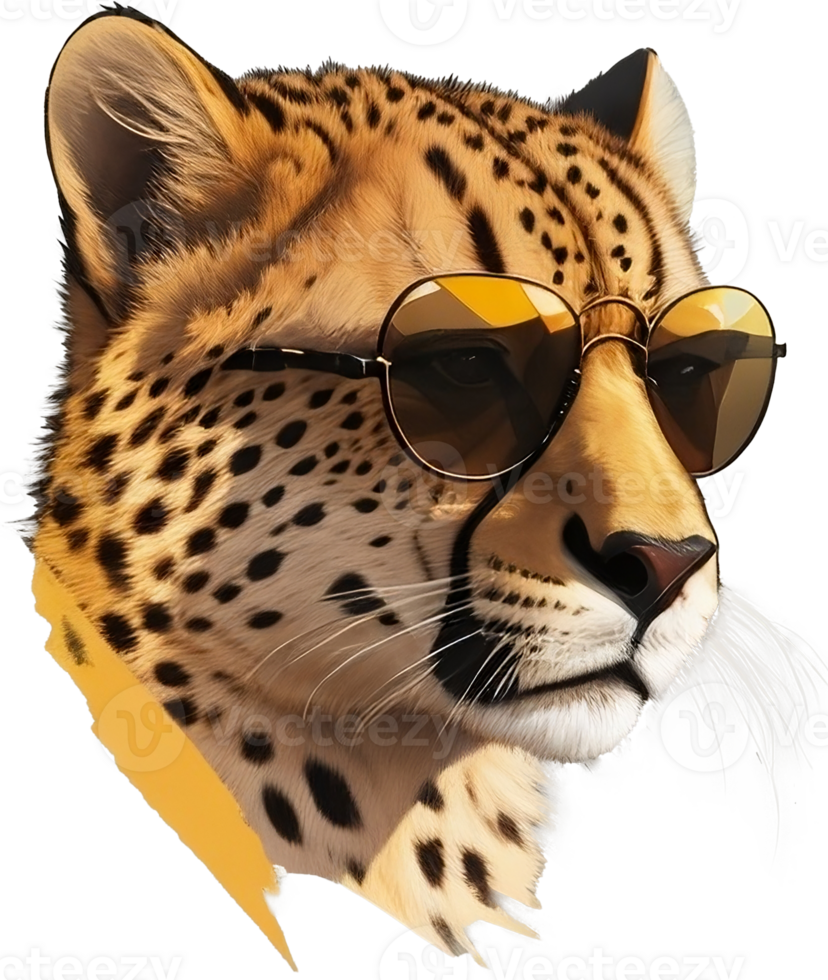 Cool Cheetah Sporting Stylish Shades Wild Fashion Statement AI Generative png