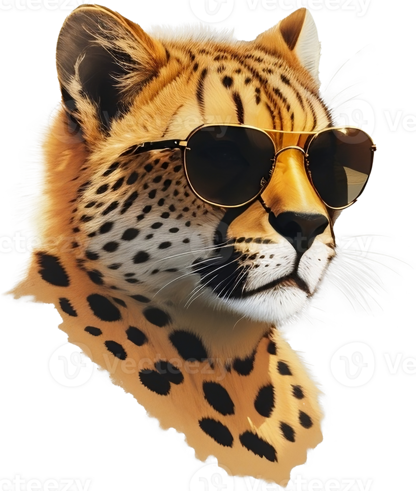 Cool Cheetah Sporting Stylish Shades Wild Fashion Statement AI Generative png