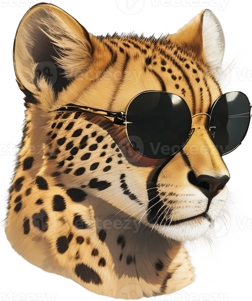 Cool Cheetah Sporting Stylish Shades Wild Fashion Statement AI Generative png