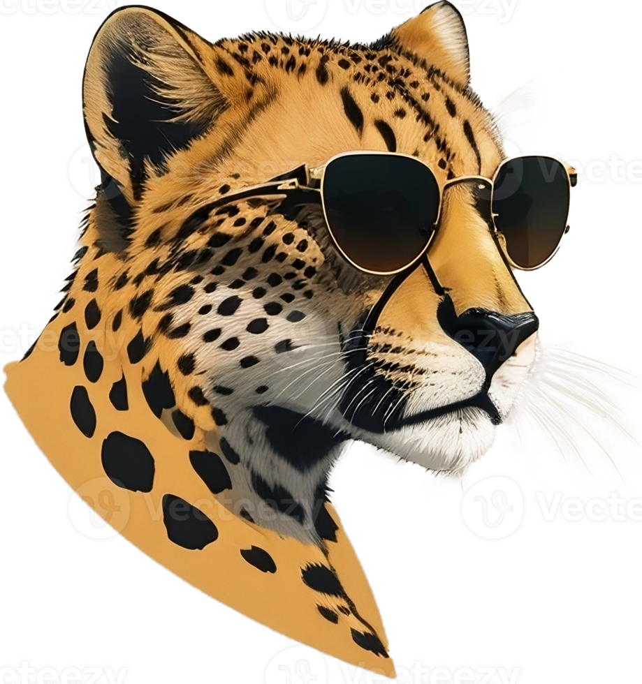 Cool Cheetah Sporting Stylish Shades Wild Fashion Statement AI Generative png