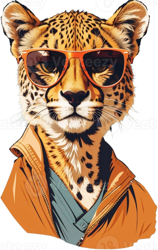 Cool Cheetah Sporting Stylish Shades Wild Fashion Statement AI Generative png