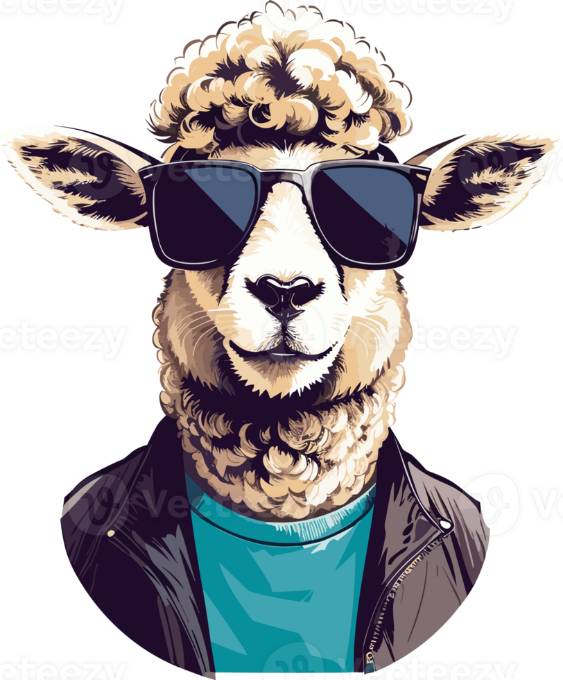 Sheep Chic Glasses-Adorned Sheep Art Collection AI Generative png