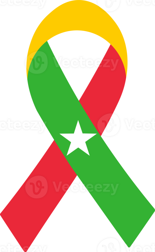 3D Flag of Myanmar on ribbon. png