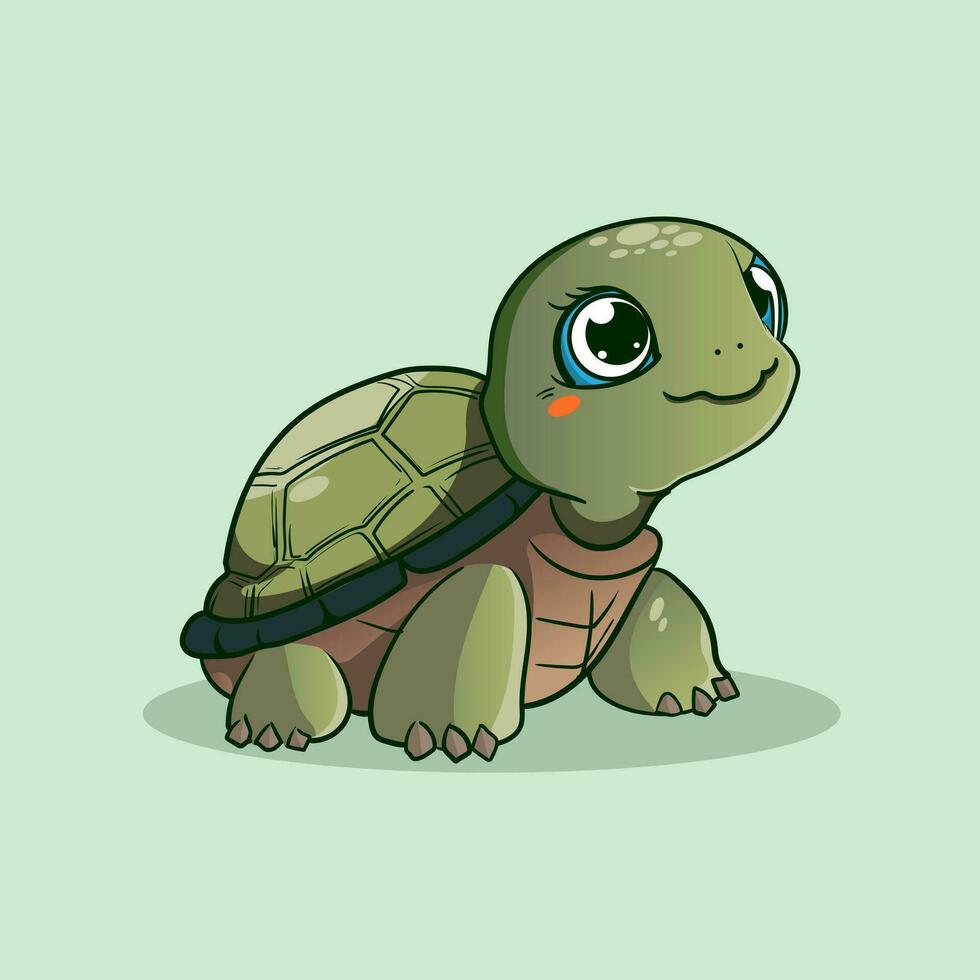 linda Tortuga mar animal con sonrisa para mascota, pegatina, colorante libro, niños libro, firmar, icono, o ninguna diseño usted querer vector