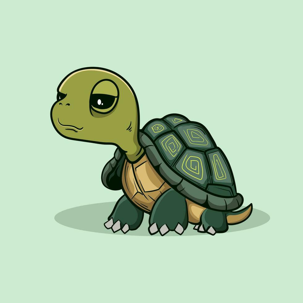 linda Tortuga mar animal con sonrisa para mascota, pegatina, colorante libro, niños libro, firmar, icono, o ninguna diseño usted querer vector