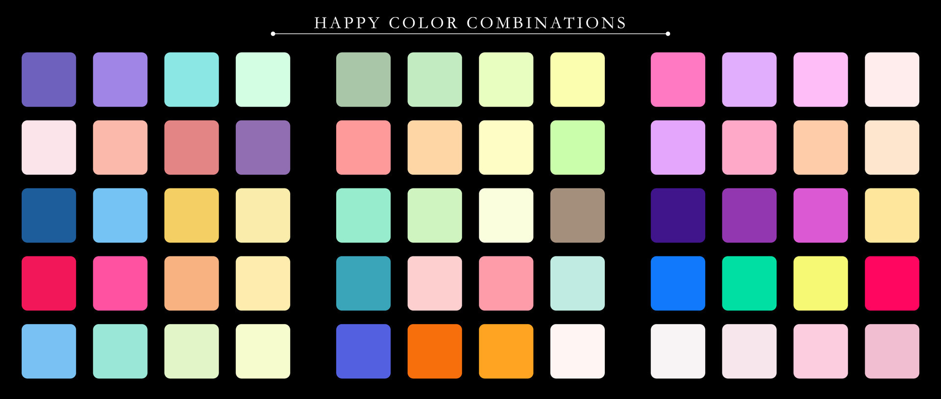 Happy palette. Trend color palette guide template. An example of a color palette. Forecast of