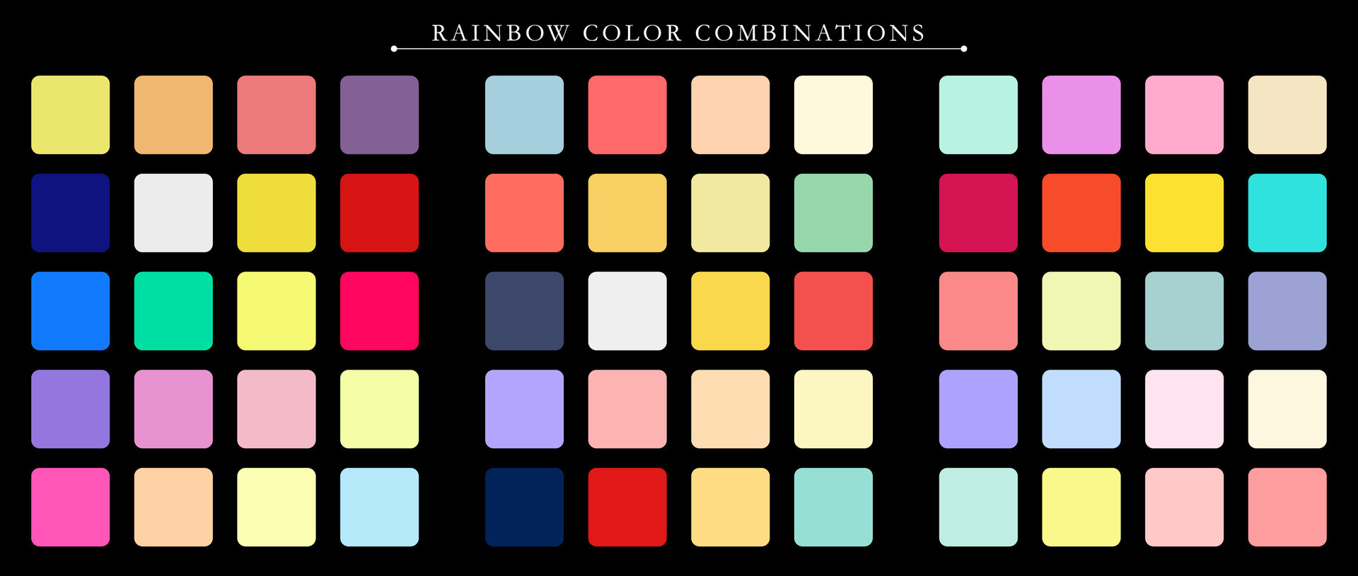 Rainbow palette. Trend color palette guide template. An example of a