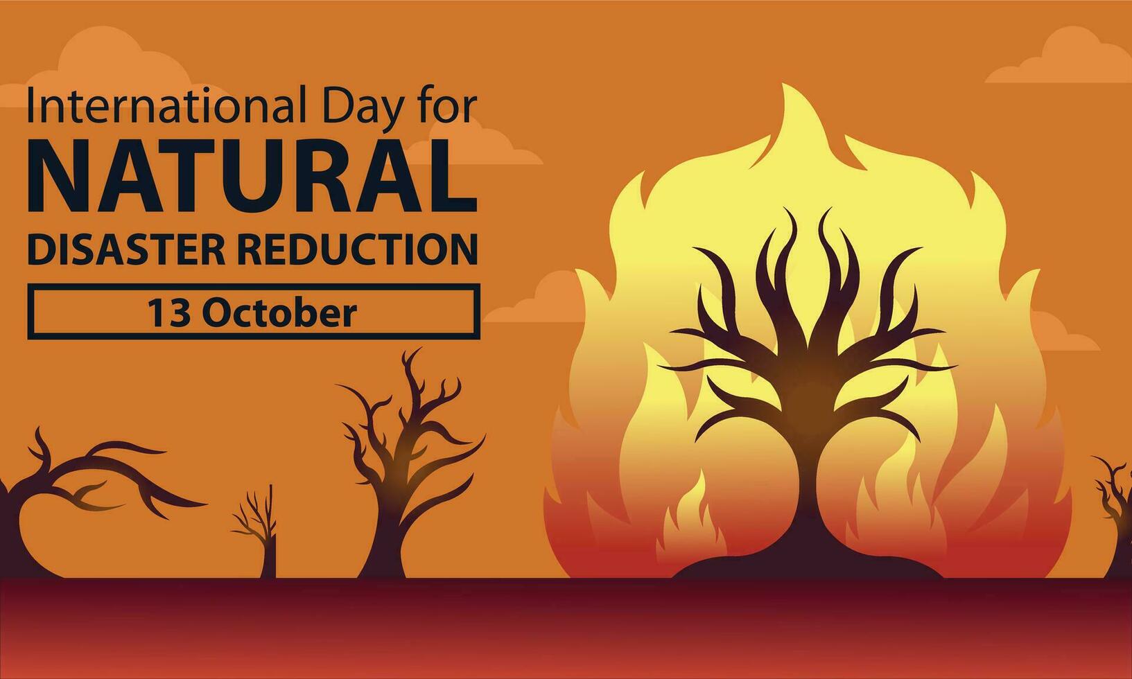 illustration vector graphic of the trees were burned by the fire until they were charred, perfect for international day, natural disaster reduction, celebrate, greeting card, etc.